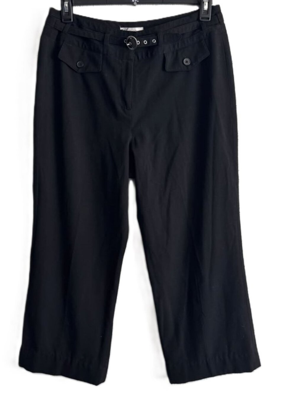 VTG 90 Dressbarn Women Belted Hi Rise Black Suit Dress Pant Classic Business 12